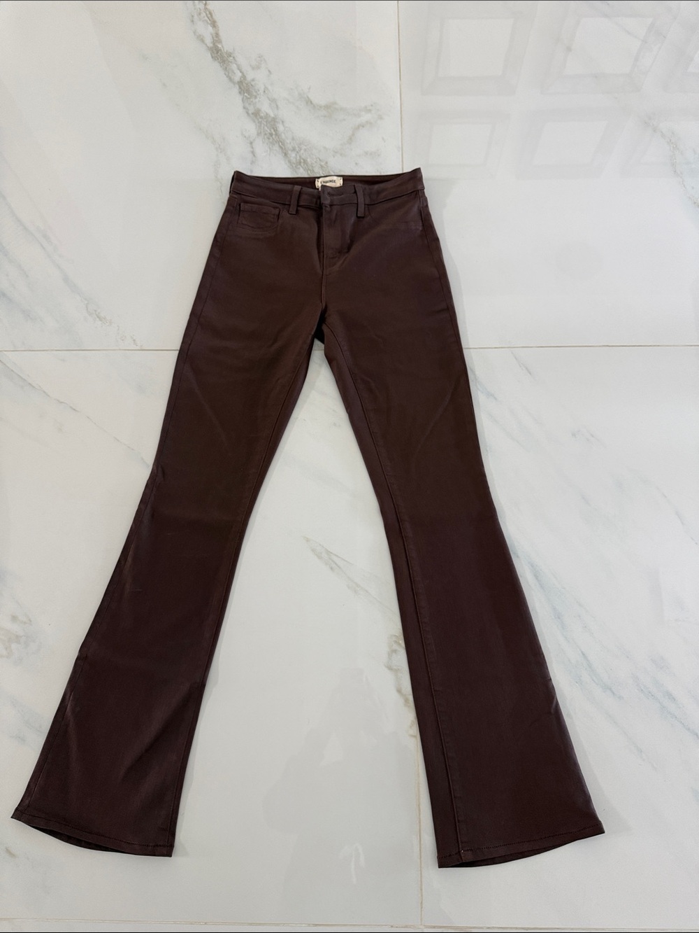 L'AGENCE brown high-rise coated Jeans